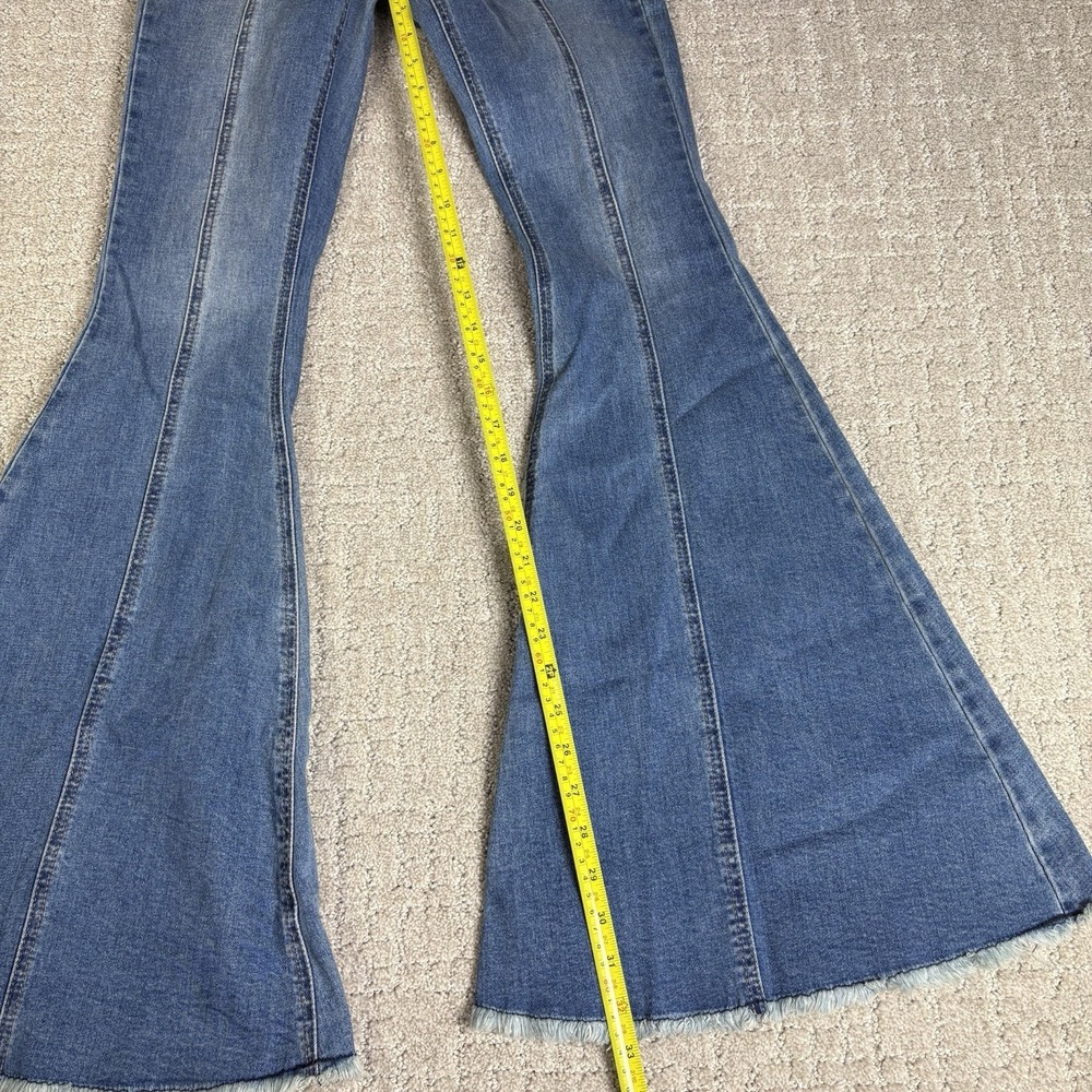 Rock & Roll Bell Bottoms Sz 25x34 Bargain Button Bell Raw Hem 70s Festival Light - Picture 7 of 10